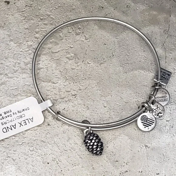 Alex and Ani NWT Silver Tone Pinecone Bracelet 647 - Picture 4 of 6